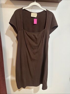 Brown Scoop Neck Women’s mini dress